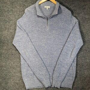 Peter Millar Kitts Twisted 1/4 Zip Sweater Mens L Blue Pima Cotton Merino Wool